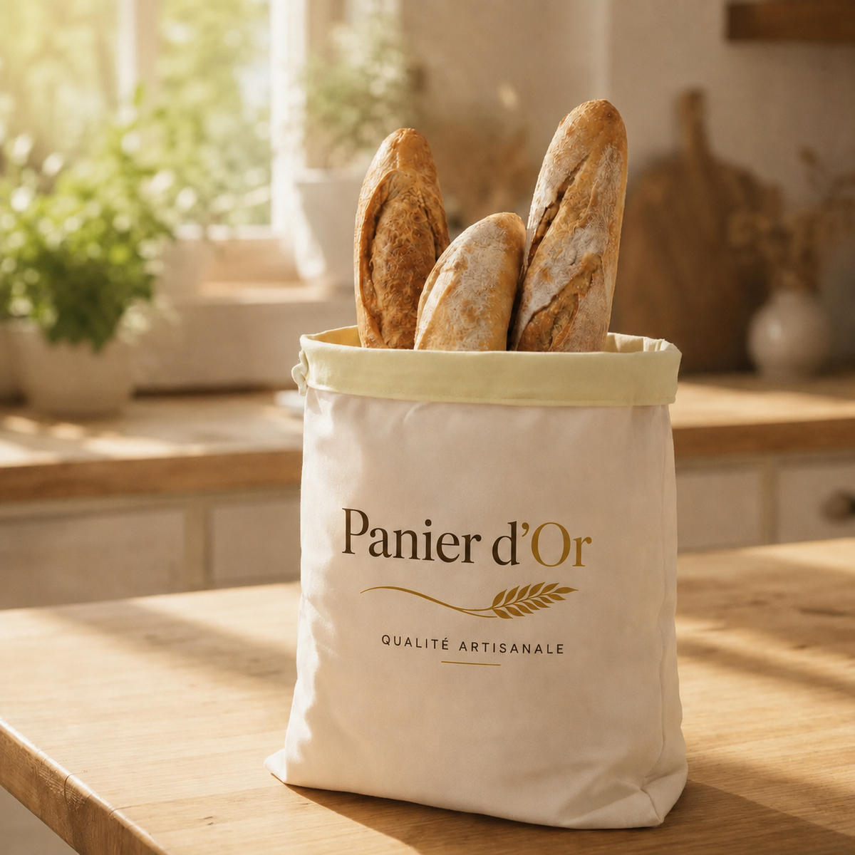 PANIER D’OR™ - Le sac à pain en cire d’abeille qui garde votre pain frais plus longtemps.