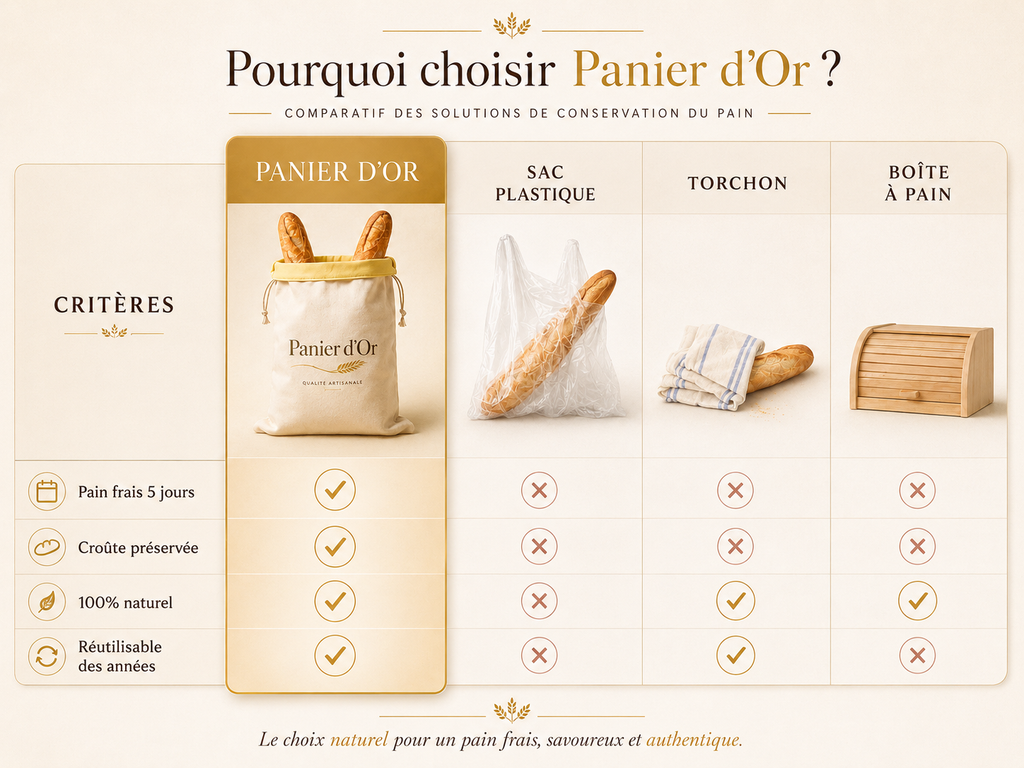 PANIER D’OR™ - Le sac à pain en cire d’abeille qui garde votre pain frais plus longtemps.